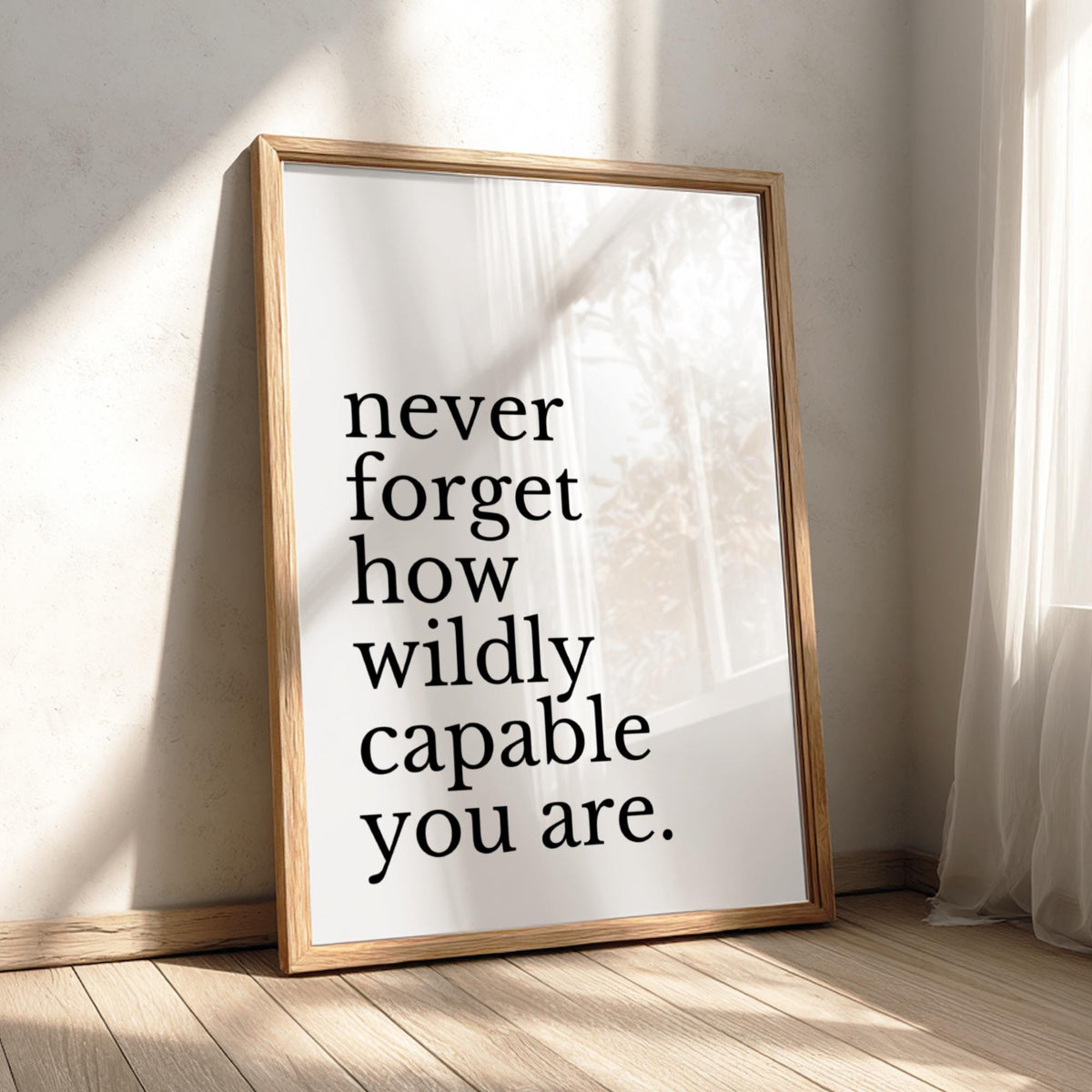 Never Forget Poster | White Minimalist Wall Art Print | Motivational Quote Decor | Mindset & Reflection Artwork