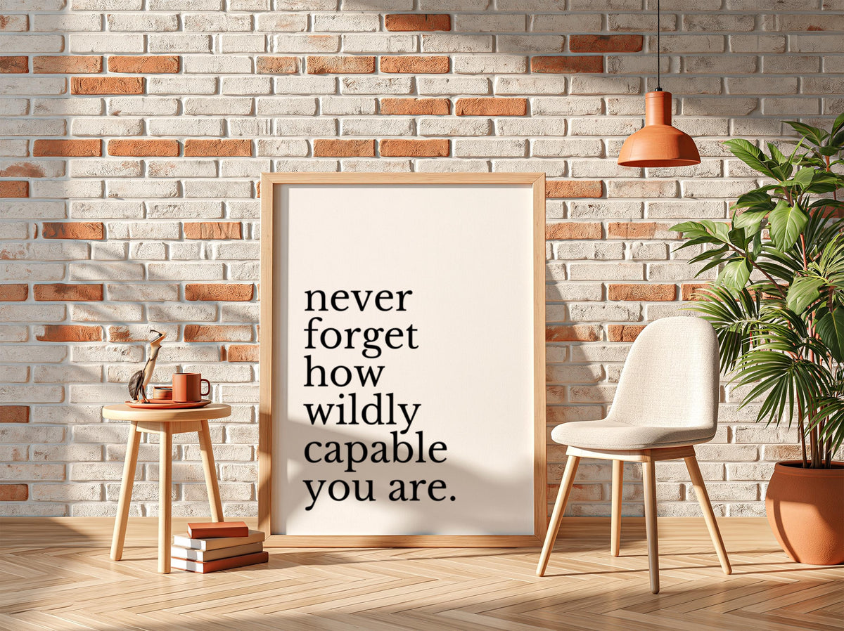 Never Forget Poster | White Minimalist Wall Art Print | Motivational Quote Decor | Mindset & Reflection Artwork