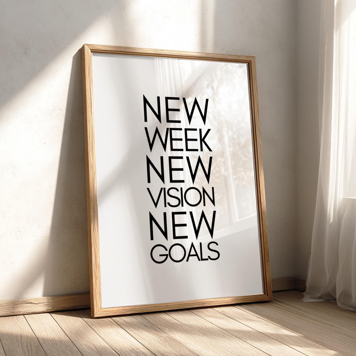 New Week Vision Goals Poster | White Minimalist Wall Art Print | Weekly Motivation & Goal Setting Decor | Clean Typography Design