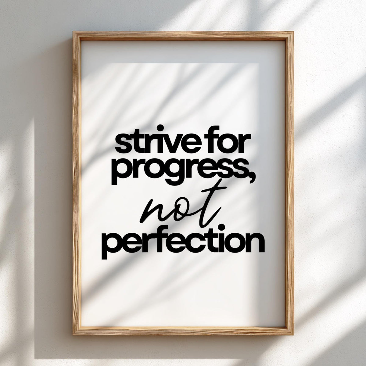 Not Perfection Poster | White Minimalist Wall Art Print | Growth Mindset Motivation Quote | Clean Typography Decor