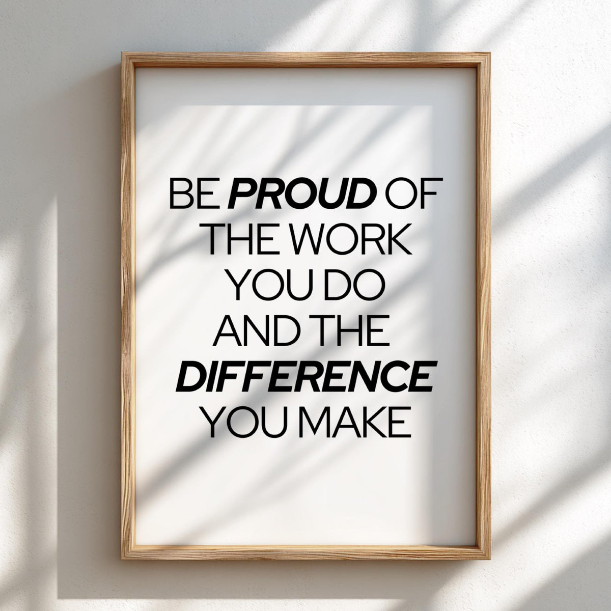Proud Difference Poster | White Minimalist Wall Art Print | Motivational Quote | Identity & Mindset Decor | Clean Typography Design