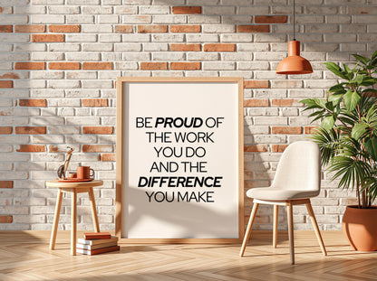 Proud Difference Poster | White Minimalist Wall Art Print | Motivational Quote | Identity & Mindset Decor | Clean Typography Design