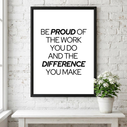 Proud Difference Poster | White Minimalist Wall Art Print | Motivational Quote | Identity & Mindset Decor | Clean Typography Design