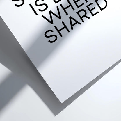 Success Is Best When Shared Poster | White Minimalist Wall Art Print | Motivational Quote | Teamwork & Leadership Decor