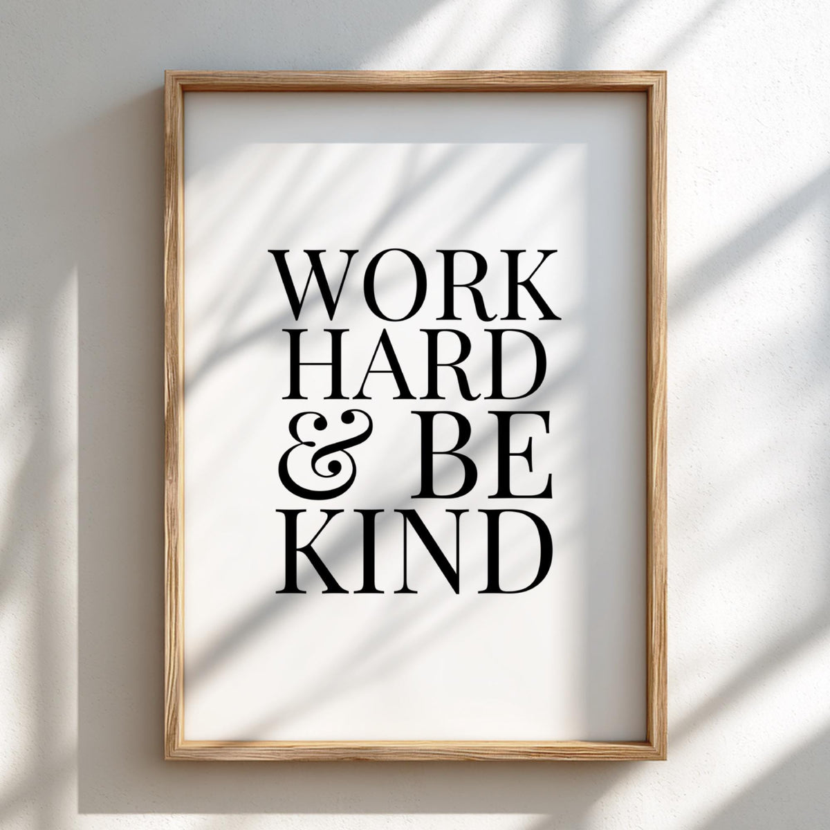 Work Hard & Be King Poster | White Minimalist Wall Art Print | Motivational Quote | Ambition and Success Decor