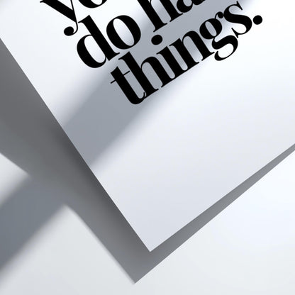 You Can Do Hard Things Poster | White Minimalist Wall Art Print | Motivational Quote | Resilience Mindset Decor | Clean Typography