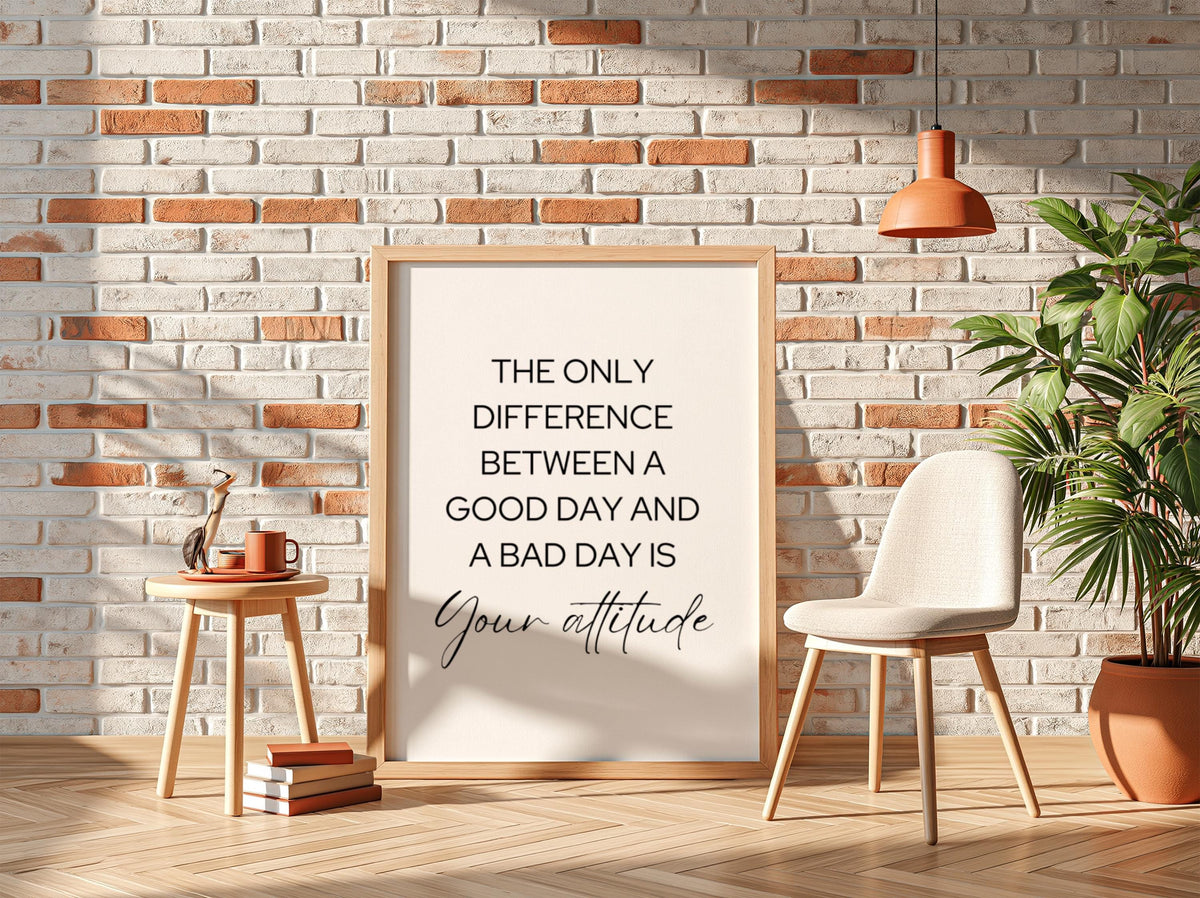 Your Attitude Poster | White Minimalist Wall Art Print | Motivational Quote | Mindset & Personal Growth Decor | Clean Typography Design
