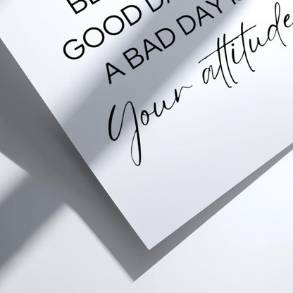 Your Attitude Poster | White Minimalist Wall Art Print | Motivational Quote | Mindset & Personal Growth Decor | Clean Typography Design