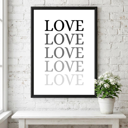 Love Poster | Minimalist Wall Art Print | Modern Typography Quote | Romantic Home Decor | Scandinavian Style Artwork