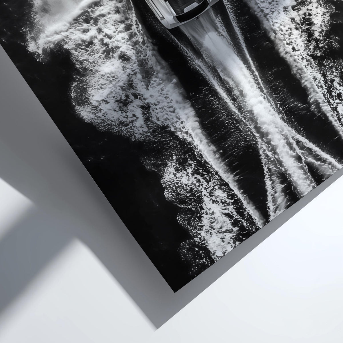 Aerial Speedboat Ocean Wake Poster | Black and White Photography Print | Coastal Wall Art | Modern Nautical Decor | Fine Art Photo