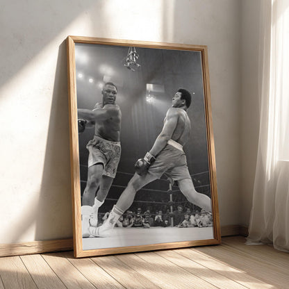 Legendary Boxing Match Poster | Black and White Sports Photography Print | Vintage Fight Wall Art | Monochrome Athletic Decor
