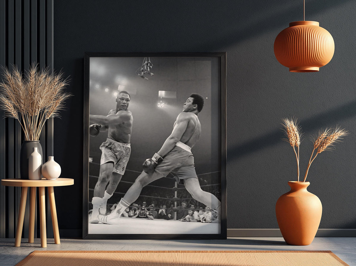 Legendary Boxing Match Poster | Black and White Sports Photography Print | Vintage Fight Wall Art | Monochrome Athletic Decor
