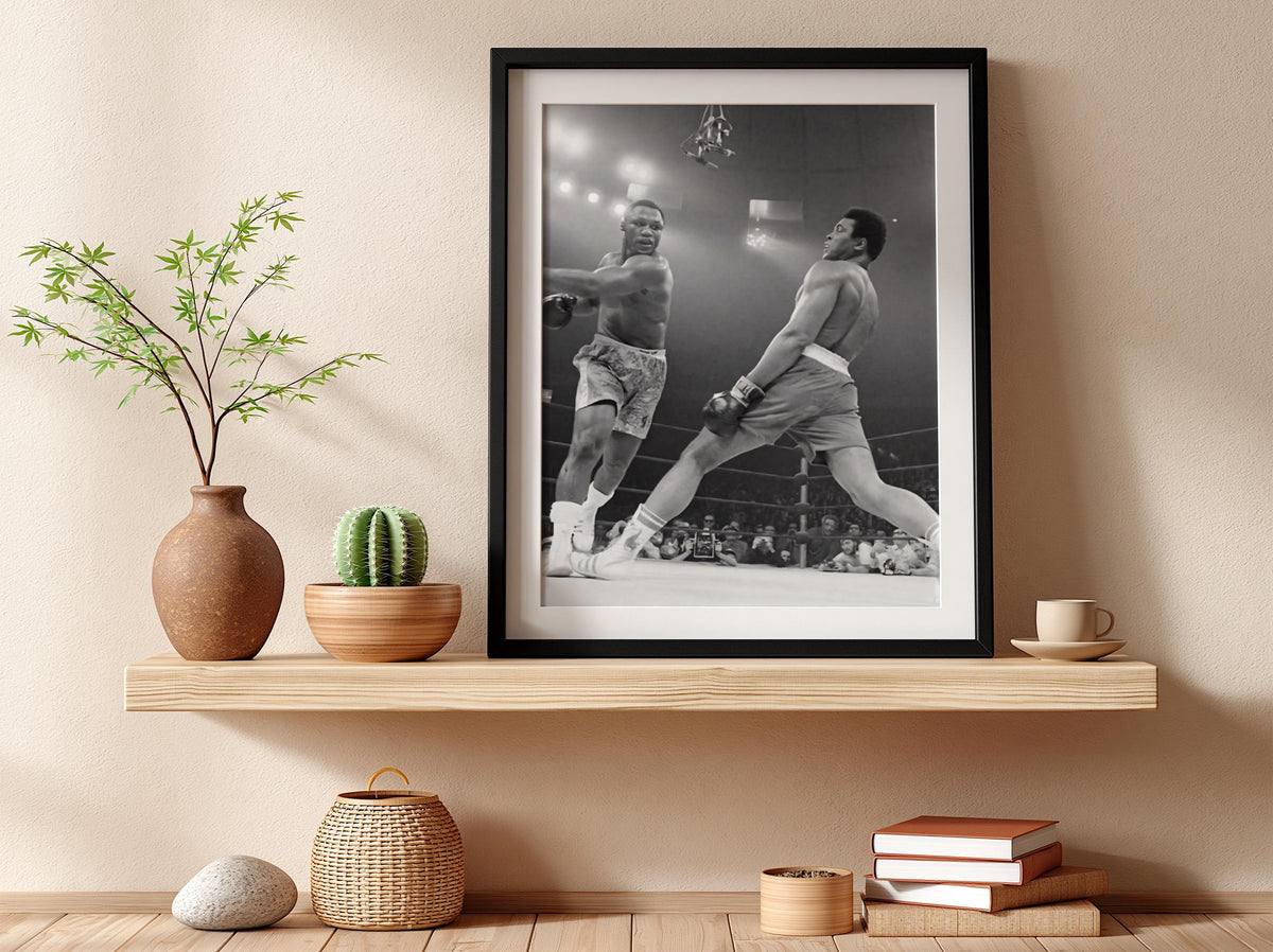 Legendary Boxing Match Poster | Black and White Sports Photography Print | Vintage Fight Wall Art | Monochrome Athletic Decor