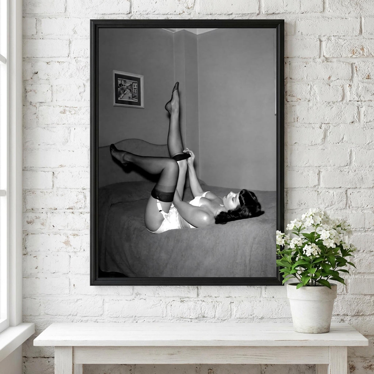 Vintage Pinup Bedroom Poster | Black and White Photography Print | Retro Glamour Wall Art | Classic Feminine Decor Artwork