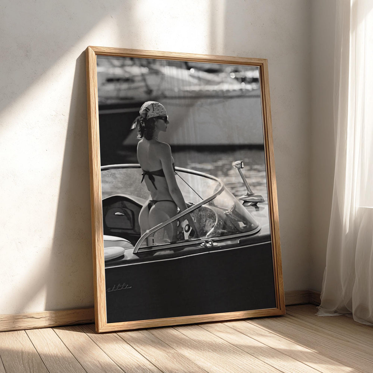 Bikini Yacht Deck View Poster | Black and White Photography Print | Luxury Summer Wall Art | Coastal Lifestyle Decor
