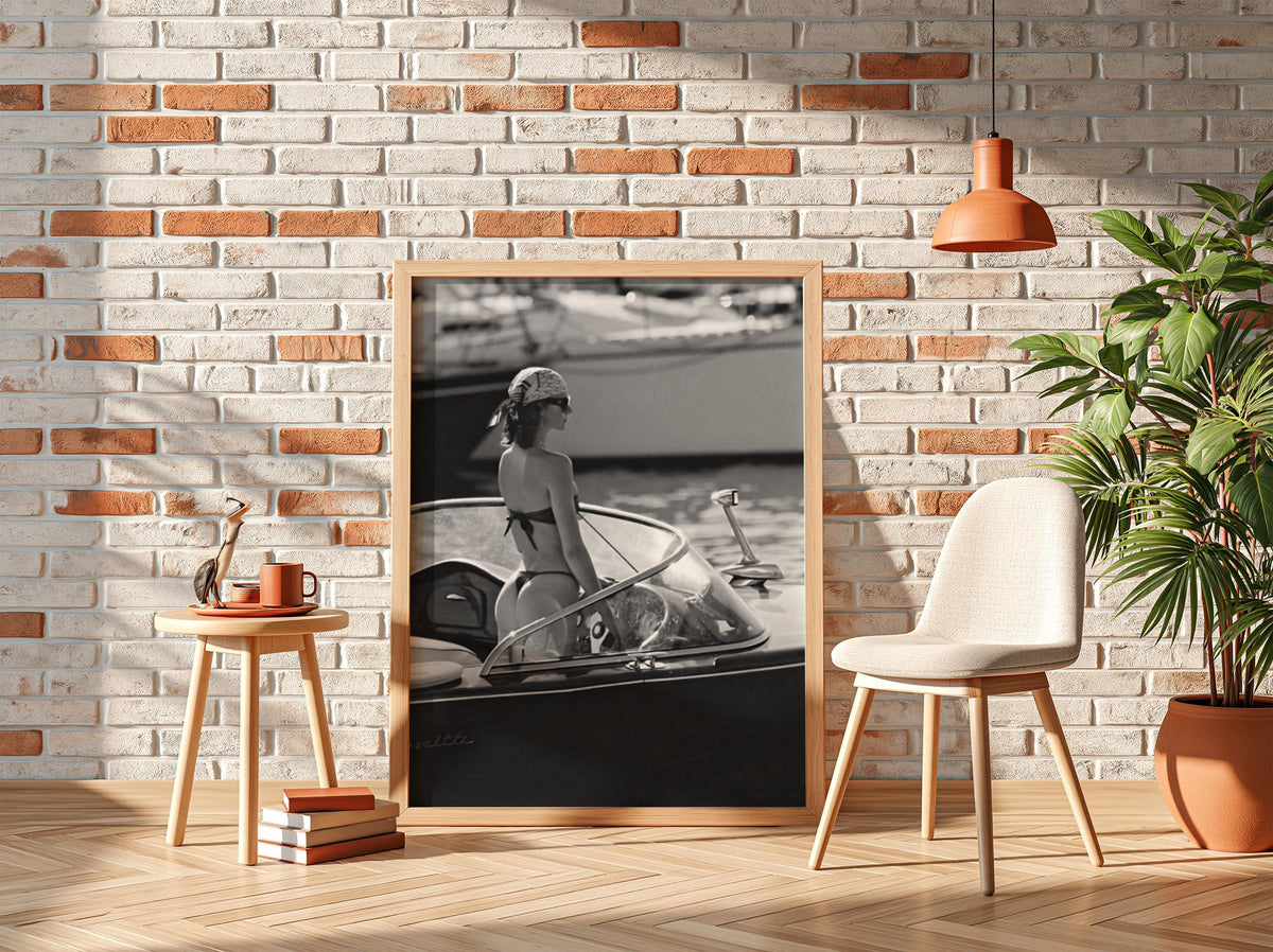 Bikini Yacht Deck View Poster | Black and White Photography Print | Luxury Summer Wall Art | Coastal Lifestyle Decor