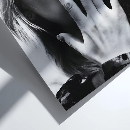 Blonde Portrait Hand On Face Poster | Black and White Photography Print | Elegant Female Portrait | Modern Monochrome Wall Art