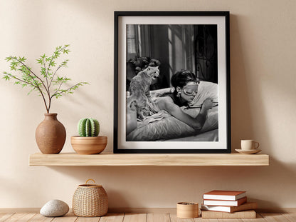 Vintage Cat Scene Poster | Black and White Photography Print | Classic Cinema Style Wall Art | Retro Home Decor Artwork