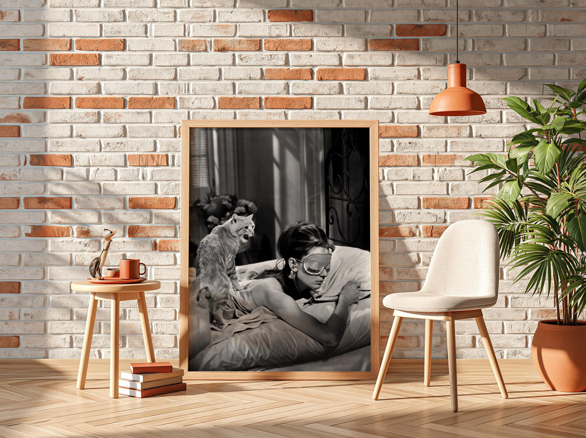 Vintage Cat Scene Poster | Black and White Photography Print | Classic Cinema Style Wall Art | Retro Home Decor Artwork