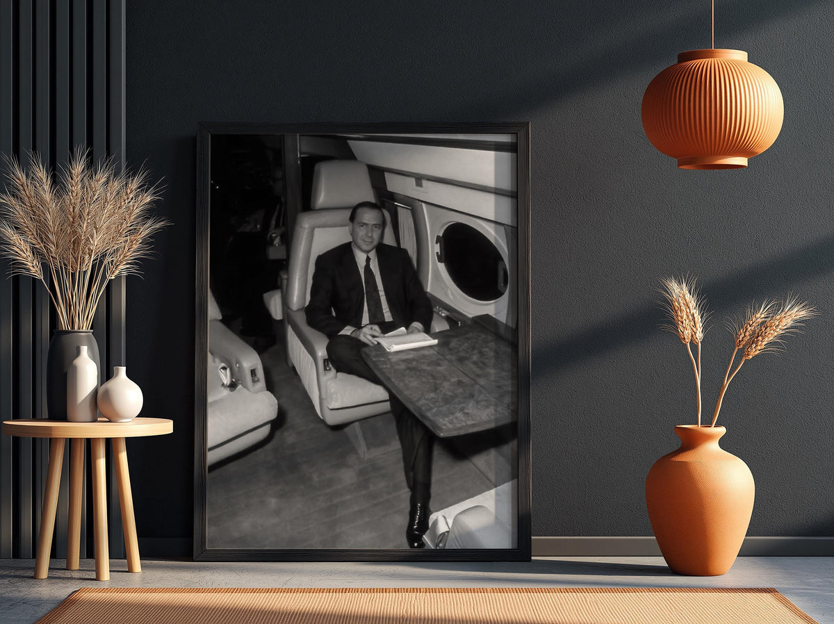 Businessman Private Jet Seat Poster | Black and White Photography Print | Luxury Lifestyle Wall Art | Modern Success Decor