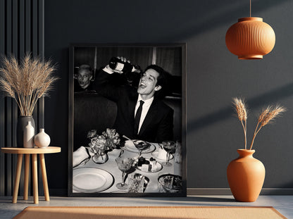 Champagne Toast Dinner Table Poster | Black and White Photography Print | Elegant Dining Wall Art | Luxury Celebration Decor