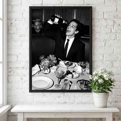 Champagne Toast Dinner Table Poster | Black and White Photography Print | Elegant Dining Wall Art | Luxury Celebration Decor