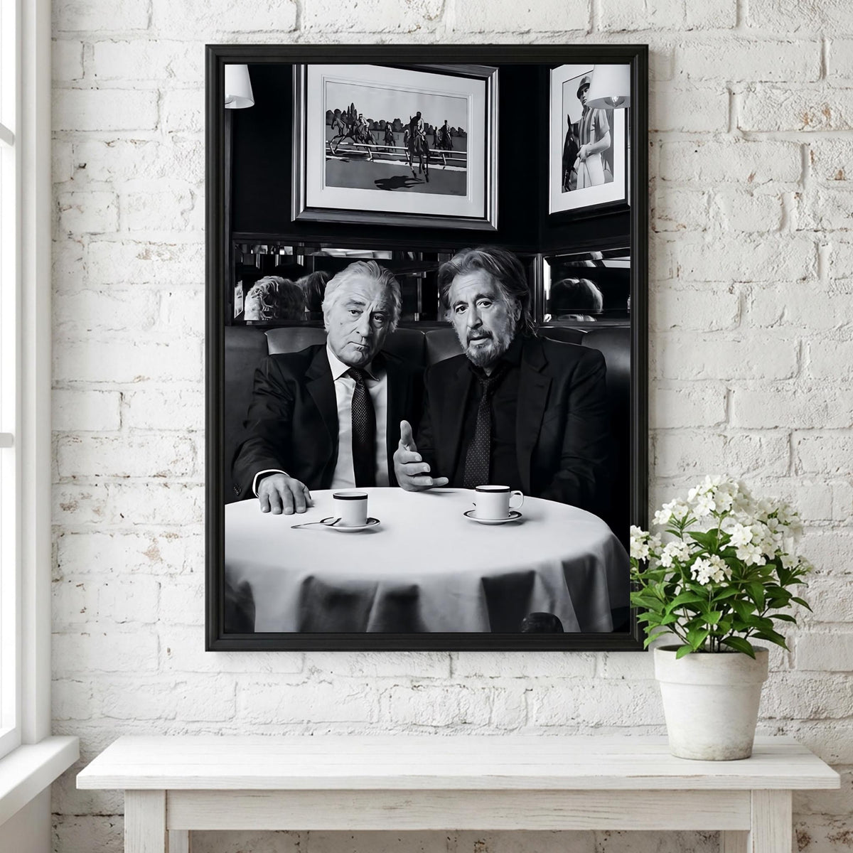 Classic Cinema Cafe Portrait Poster | Black and White Photography Print | Vintage Actor Style Wall Art | Retro Film Decor