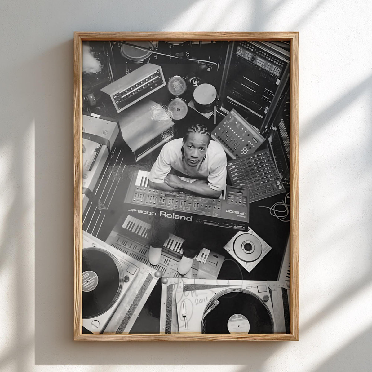DJ Studio Gear Overhead Poster | Black and White Photography Print | Music Studio Wall Art | Modern Audio Decor