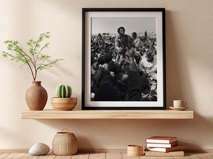 James Brown Crowd Nigeria 1974 Poster | Black and White Photography Print | Vintage Music Wall Art | Retro Concert Decor