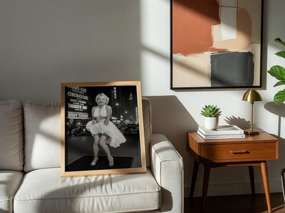 Vintage Marilyn Monroe Subway Scene Poster | Black and White Photography Print | Retro Glamour Wall Art | Classic Fashion Decor