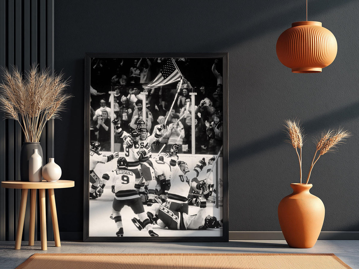 Ice Celebration Poster | Black and White Photography Print | Vintage Winter Sports Wall Art | Retro Action Photography Decor
