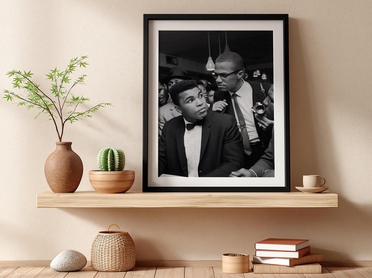 Historic Boxer And Activist Portrait Poster | Black and White Photography Print | Vintage History Wall Art | Retro Documentary Decor