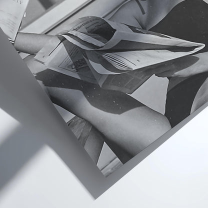 Poolside Towel Newspaper Smoke Poster | Black and White Photography Print | Vintage Summer Wall Art | Retro Lifestyle Decor