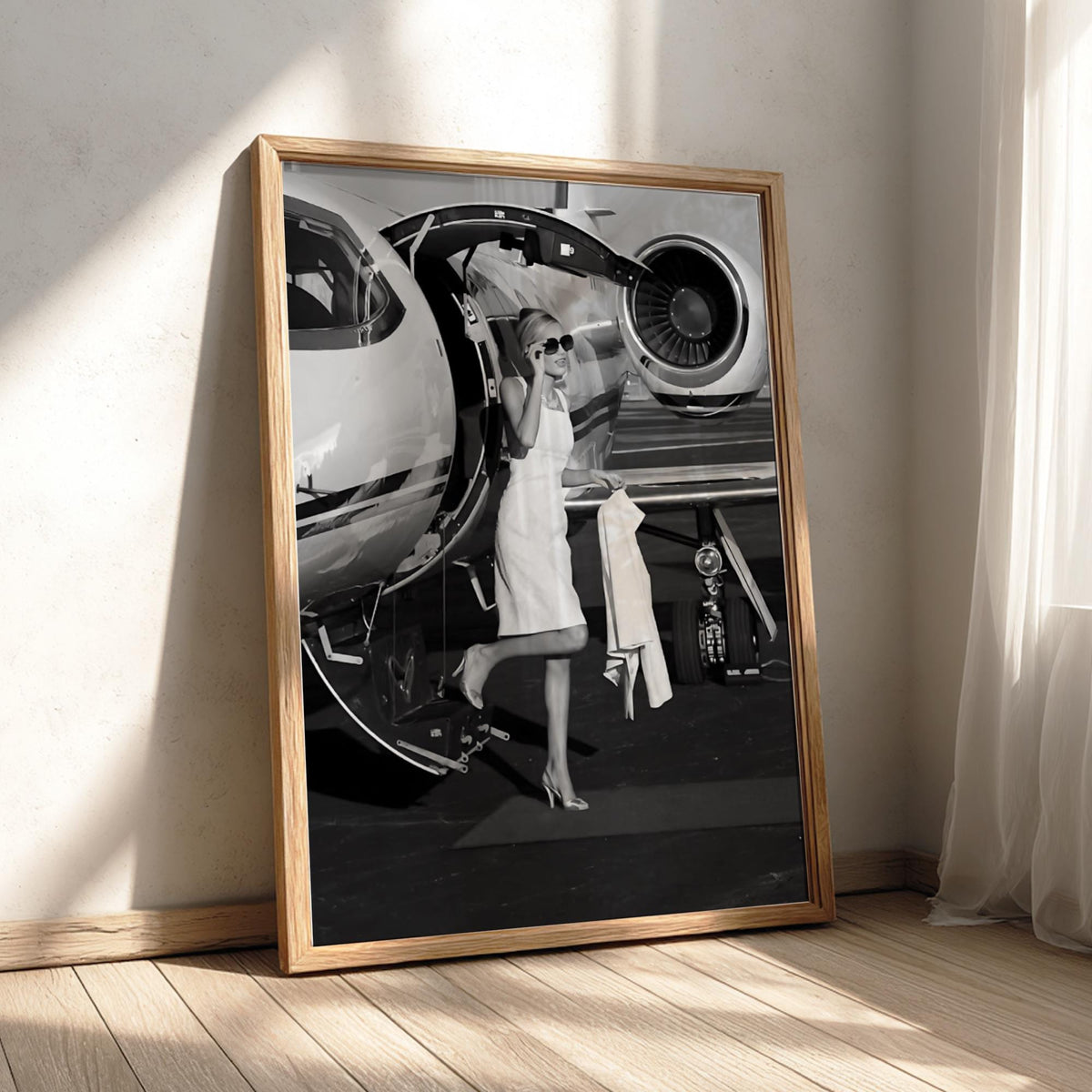 Private Jet Red Carpet Exit Poster | Black and White Photography Print | Vintage Luxury Lifestyle Wall Art | Retro Travel Decor
