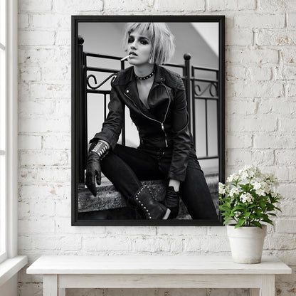 Punk Style Street Portrait Poster | Black and White Photography Print | Vintage Urban Wall Art | Retro Alternative Fashion Decor