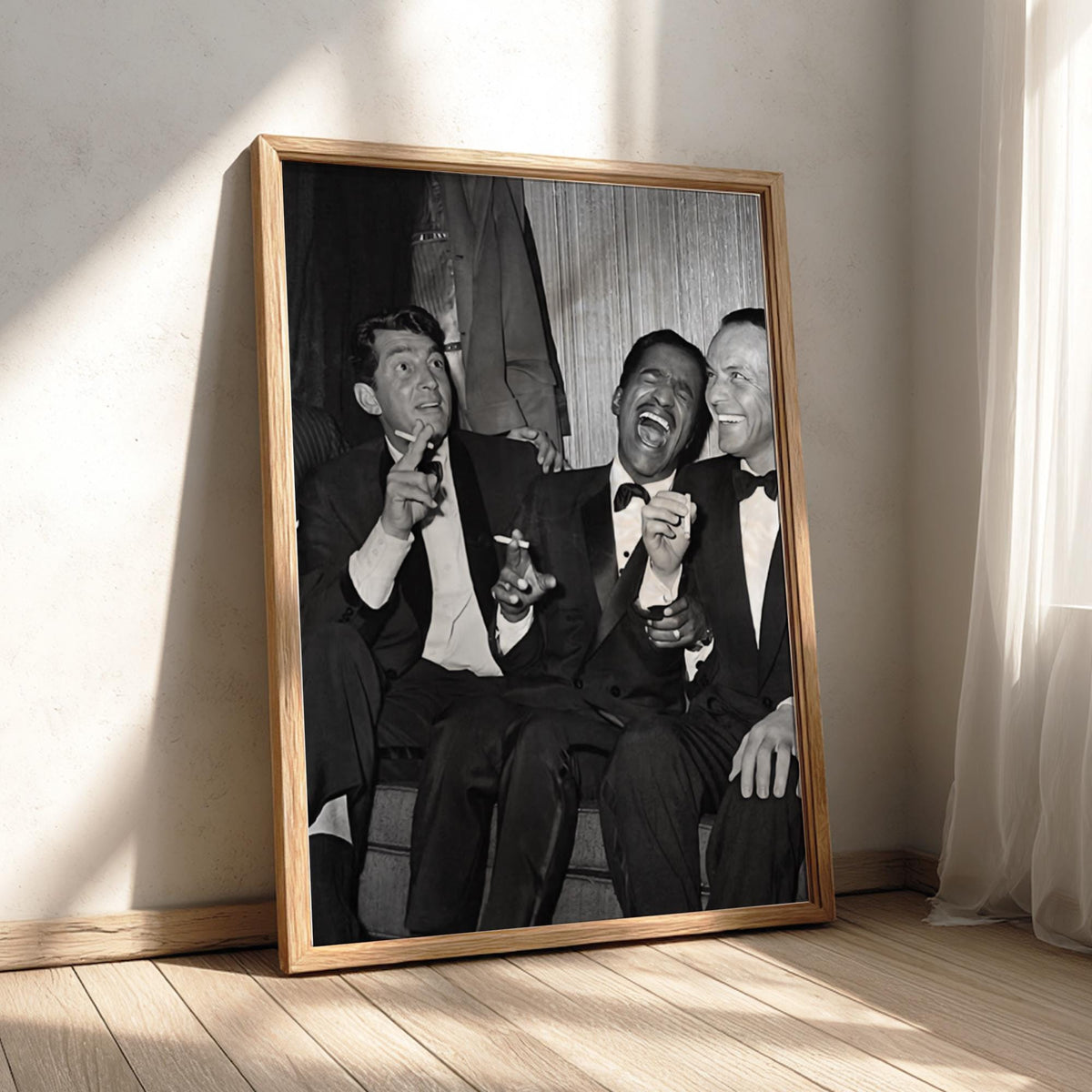 Vintage Tuxedo Friends Laughing Poster | Black and White Photography Print | Retro Classic Style Wall Art | Elegant Lifestyle Decor