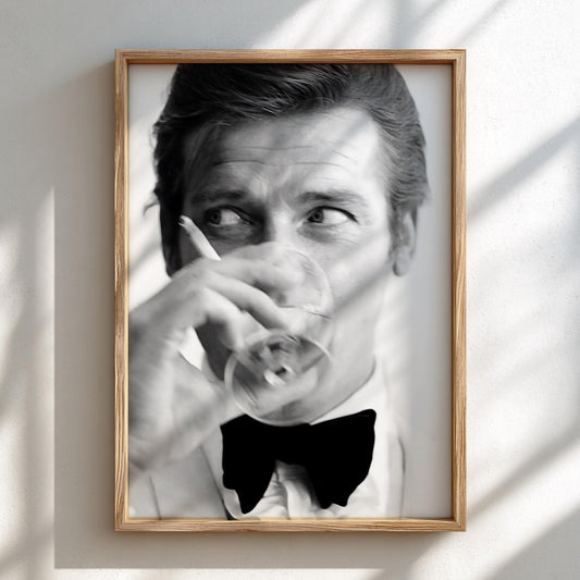 Champagne Portrait Poster | Black and White Photography Print | Vintage Luxury Lifestyle Wall Art | Retro Elegant Decor