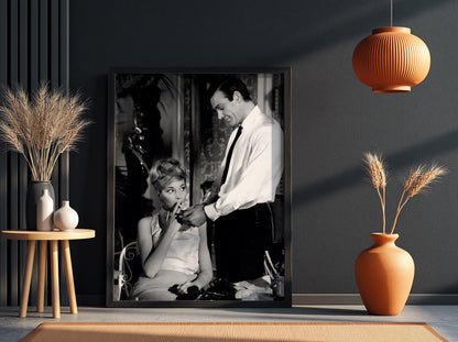 Cigarette Light Portrait Poster | Black and White Photography Print | Vintage Gentleman Wall Art | Retro Classic Lifestyle Decor