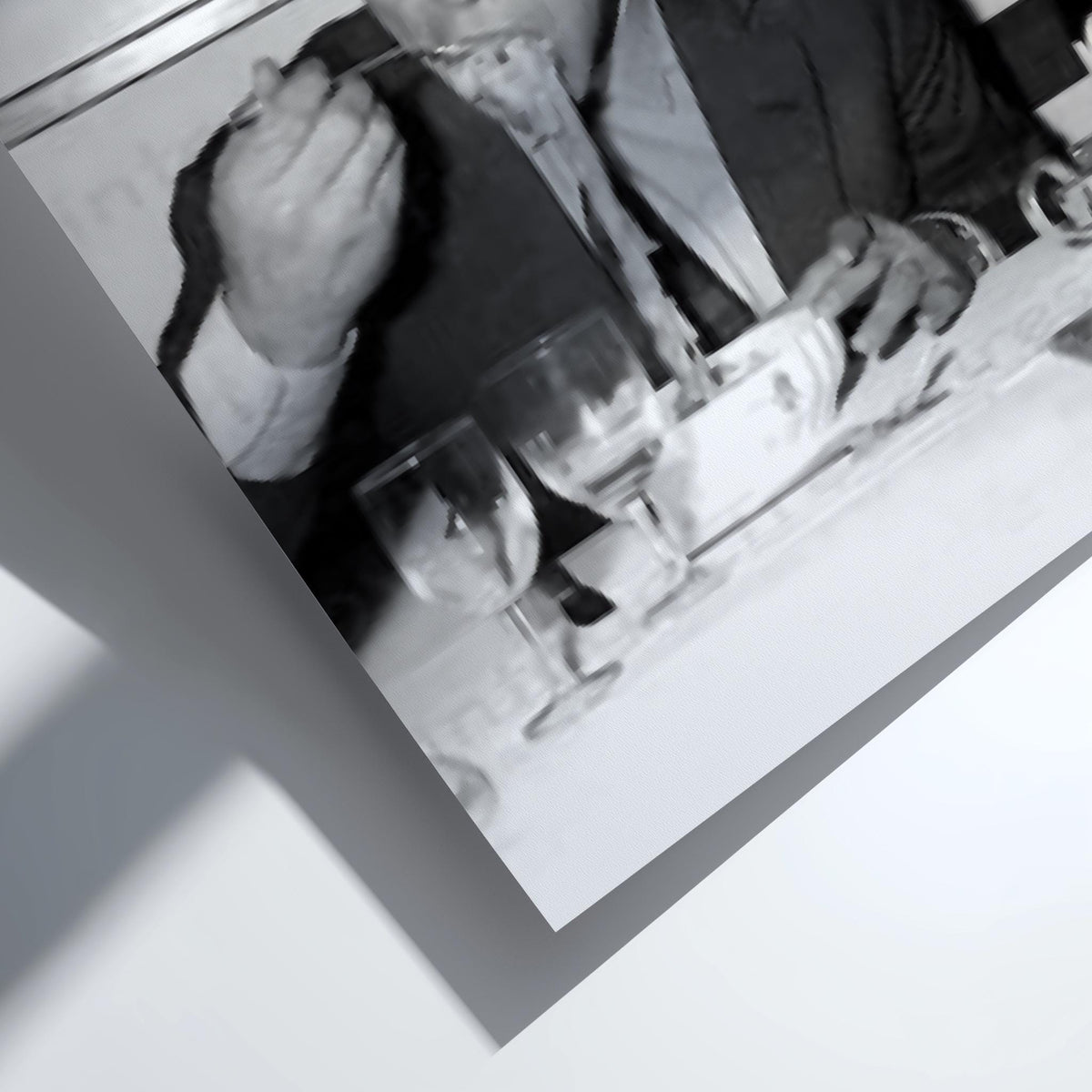 Gentleman Eating Pasta Poster | Black and White Photography Print | Vintage Lifestyle Wall Art | Retro Dining Decor