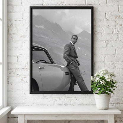 Classic Car Mountain Road Poster | Black and White Photography Print | Vintage Travel Wall Art | Retro Adventure Lifestyle Decor