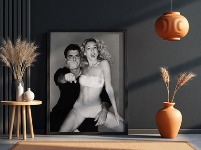 Elegant Couple City Scene Poster | Black and White Photography Print | Vintage Romance Wall Art | Retro Urban Lifestyle Decor