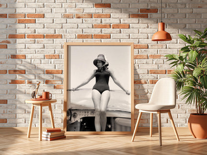 Vintage Yacht Portrait Poster | Black and White Photography Print | Retro Luxury Coastal Wall Art | Classic Lifestyle Decor