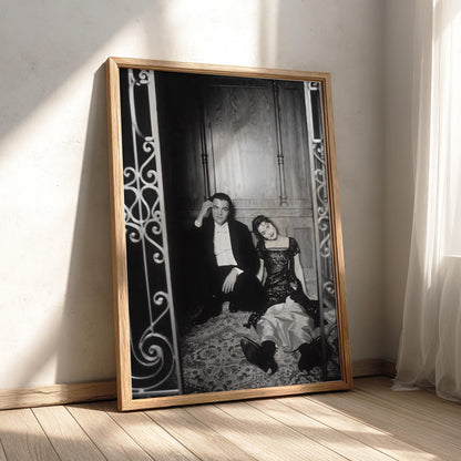 Formal Attire Couple Scene Poster | Black and White Photography Print | Vintage Romance Wall Art | Retro Elegant Lifestyle Decor