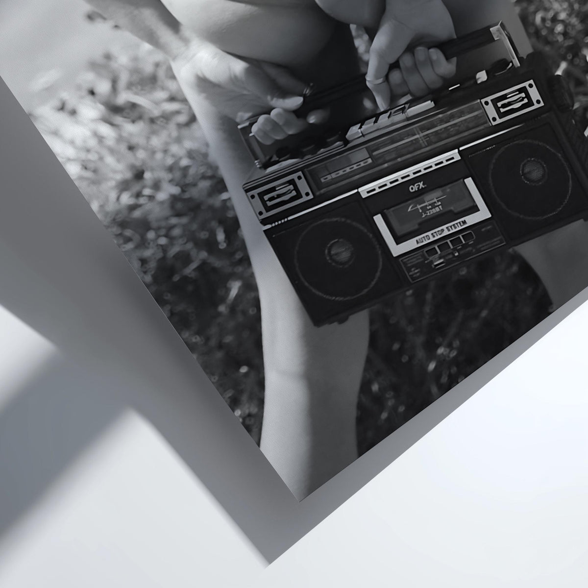 Woman Red Swimsuit Boombox Poster | Black and White Photography Print | Vintage Summer Wall Art | Retro Beach Lifestyle Decor