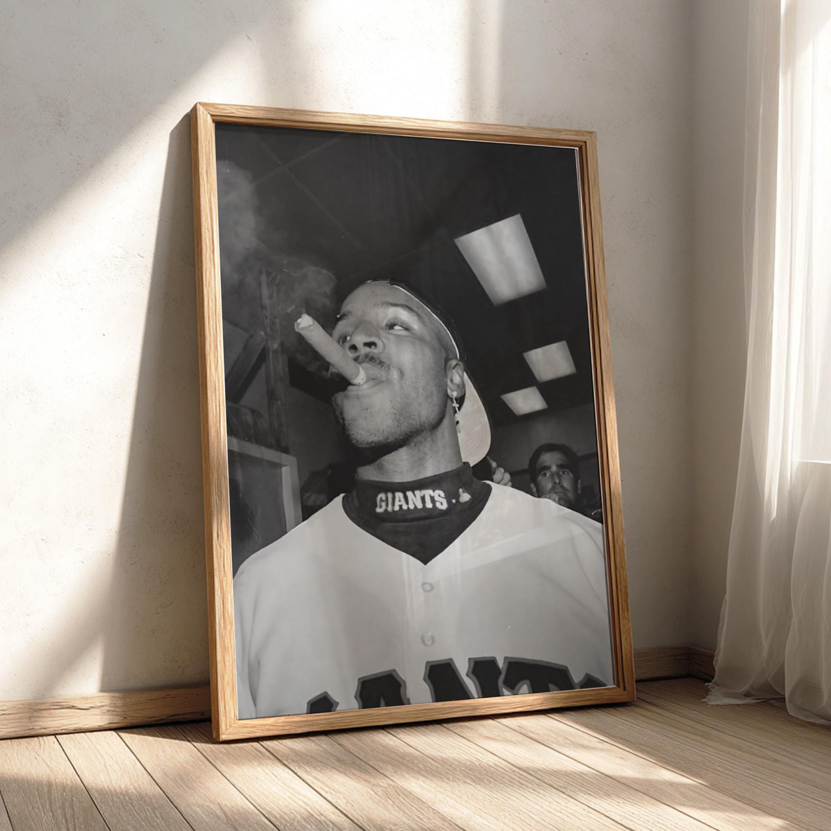 Baseball Victory Cigar Poster | Black and White Photography Print | Vintage Sports Wall Art | Retro Athlete Lifestyle Decor