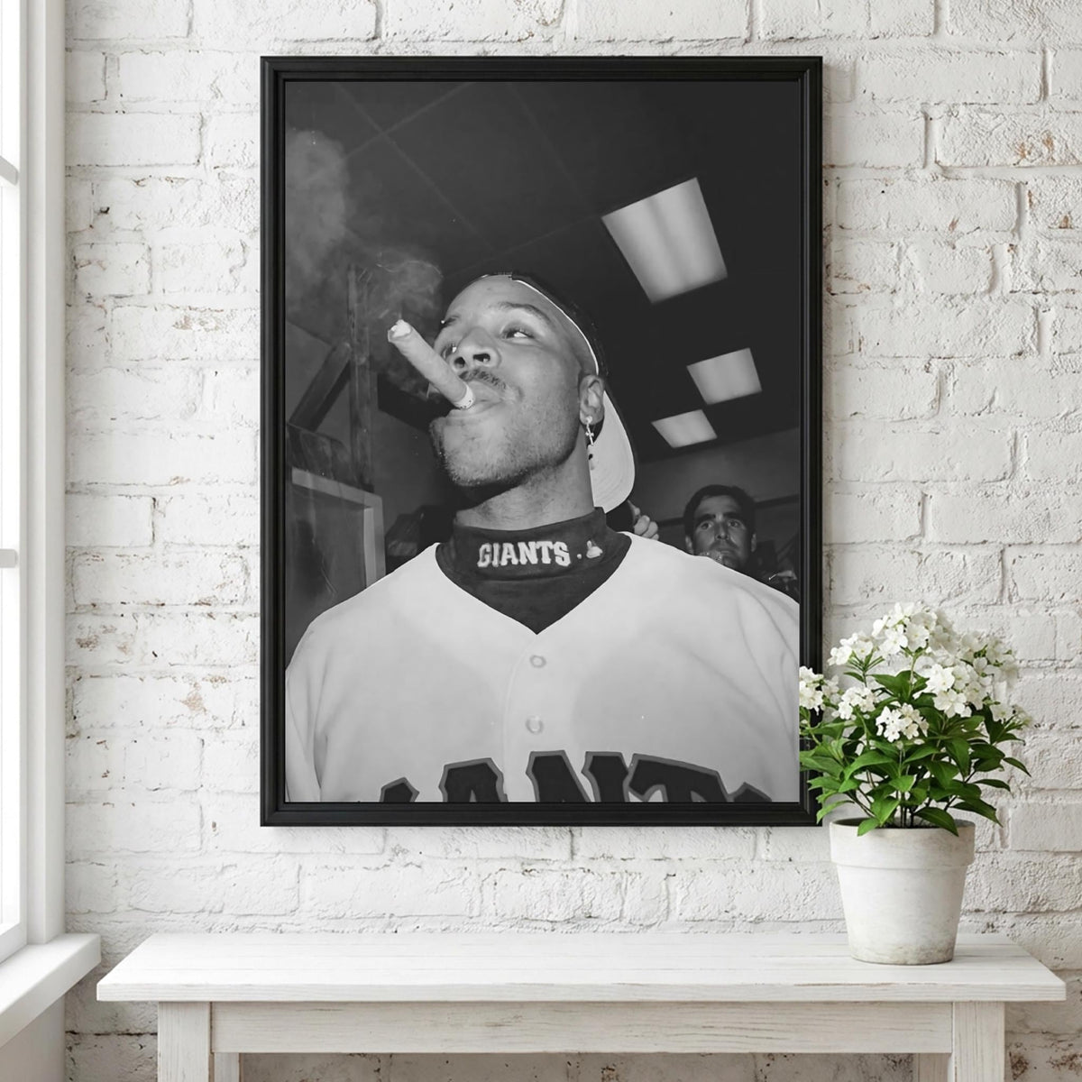 Baseball Victory Cigar Poster | Black and White Photography Print | Vintage Sports Wall Art | Retro Athlete Lifestyle Decor