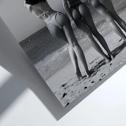 Bikini Friends Beach Toast Poster | Black and White Photography Print | Vintage Summer Wall Art | Retro Coastal Lifestyle Decor