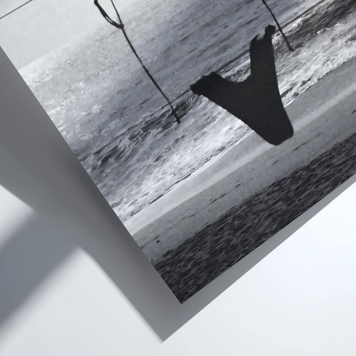 Bikini On Beach Clothesline Poster | Black and White Photography Print | Vintage Summer Wall Art | Retro Coastal Lifestyle Decor