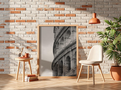 Colosseum Arches Close Up Poster | Black and White Photography Print | Vintage Rome Wall Art | Retro Architecture Travel Decor