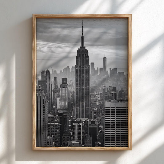 Empire State Building Skyline Poster | Black and White Photography Print | Vintage New York Wall Art | Retro City Travel Decor